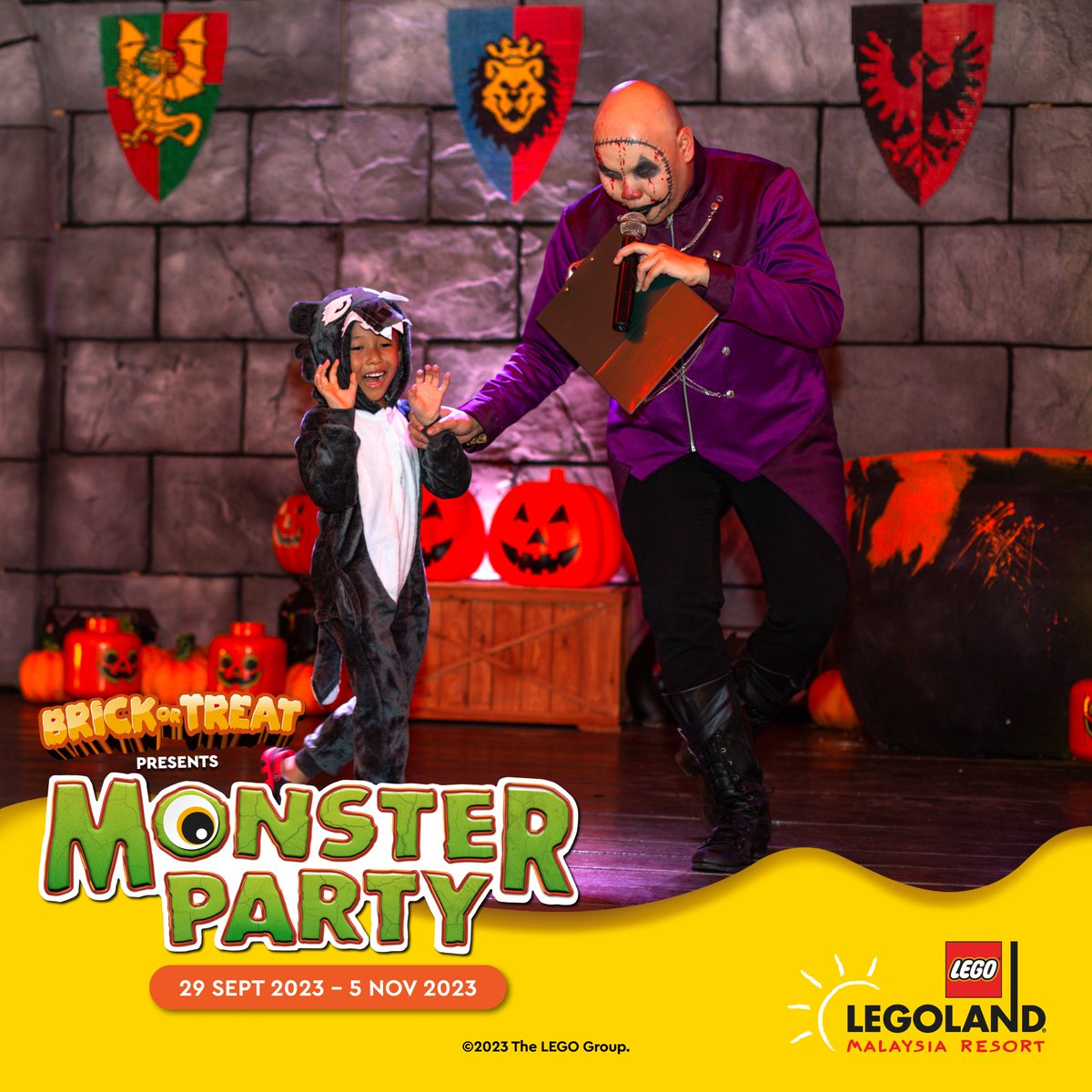LEGOLAND_MY's tweet image. 👻🎃 Join us for spook-tacular epic costume contests 7pm on Friday &amp;amp; Saturday! Have a brickin' good time at LEGOLAND Malaysia Resort's Halloween Monster Party! 🎉🧟‍♂️ 🍭🕷️ 🕸️👹 #HalloweenMonsterParty #LLMR #LLMRHalloween2023 
Explore the Event: legoland.com.my/explore/shows-…