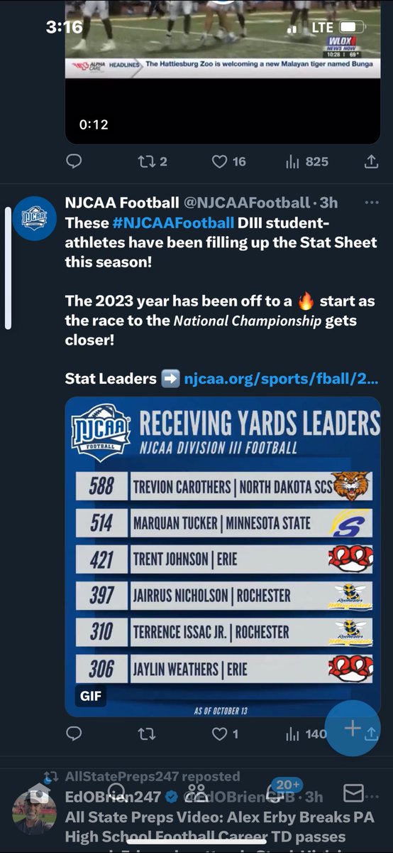 TrevionCarothe5's tweet photo. Leading receiver Thorough week #7 in d3 Juco nation 💪🏾 @NDSCSCoach_Izz @NDSCSFB https://t.co/XXgfmDaaxd