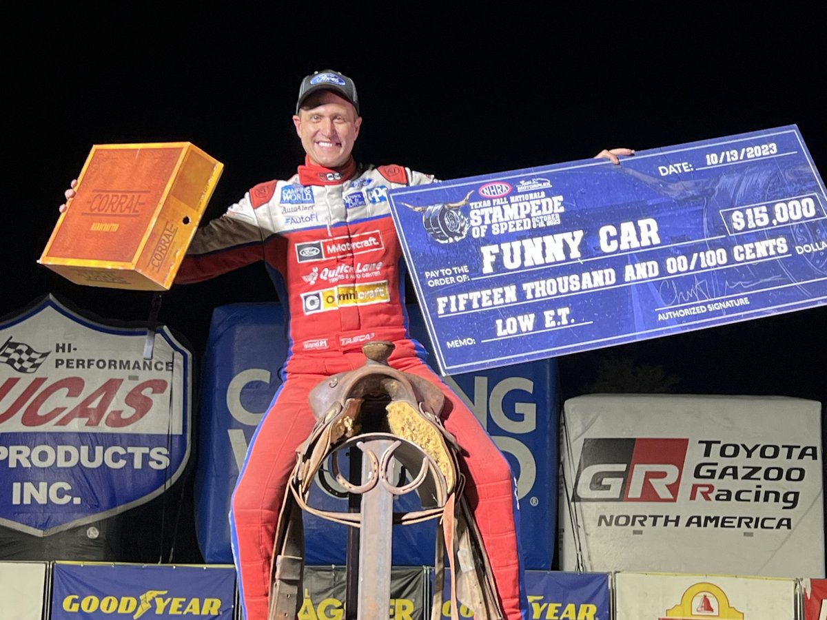 NHRA (@nhra) on Twitter photo The #StampedeOfSpeed Friday Night Live Funny Car bonus goes to <a href="/Tasca3/">Bob Tasca III</a> after running a track record 3.822 in Q2!
<a href="/txmplex/">Texas Motorplex</a> • #FallNats The #StampedeOfSpeed Friday Night Live Funny Car bonus goes to <a href="/Tasca3/">Bob Tasca III</a> after running a track record 3.822 in Q2!
<a href="/txmplex/">Texas Motorplex</a> • #FallNats