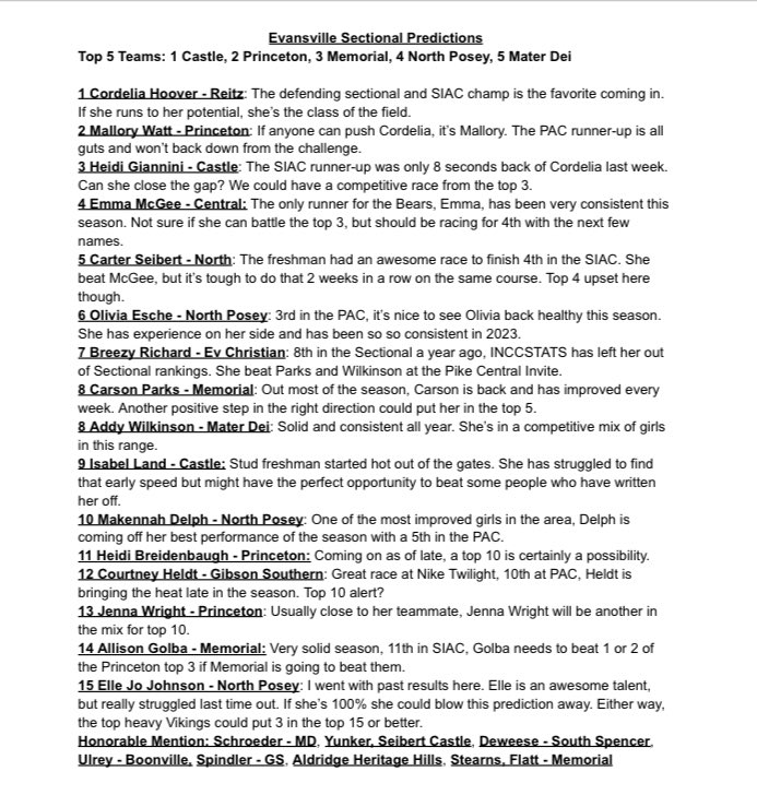 cc_southwest's tweet photo. Evansville Girls Sectional Predictions sure to be wrong: https://t.co/fcV7GpQmI7