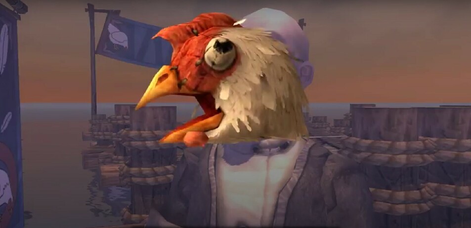 "Once used in the three-day ritual of the worshipers of the chicken god Eggtor, it is now more commonly seen on the heads of cheats and cowards as they are driven out of towns, pelted with tofu sandwiches by angry villagers."