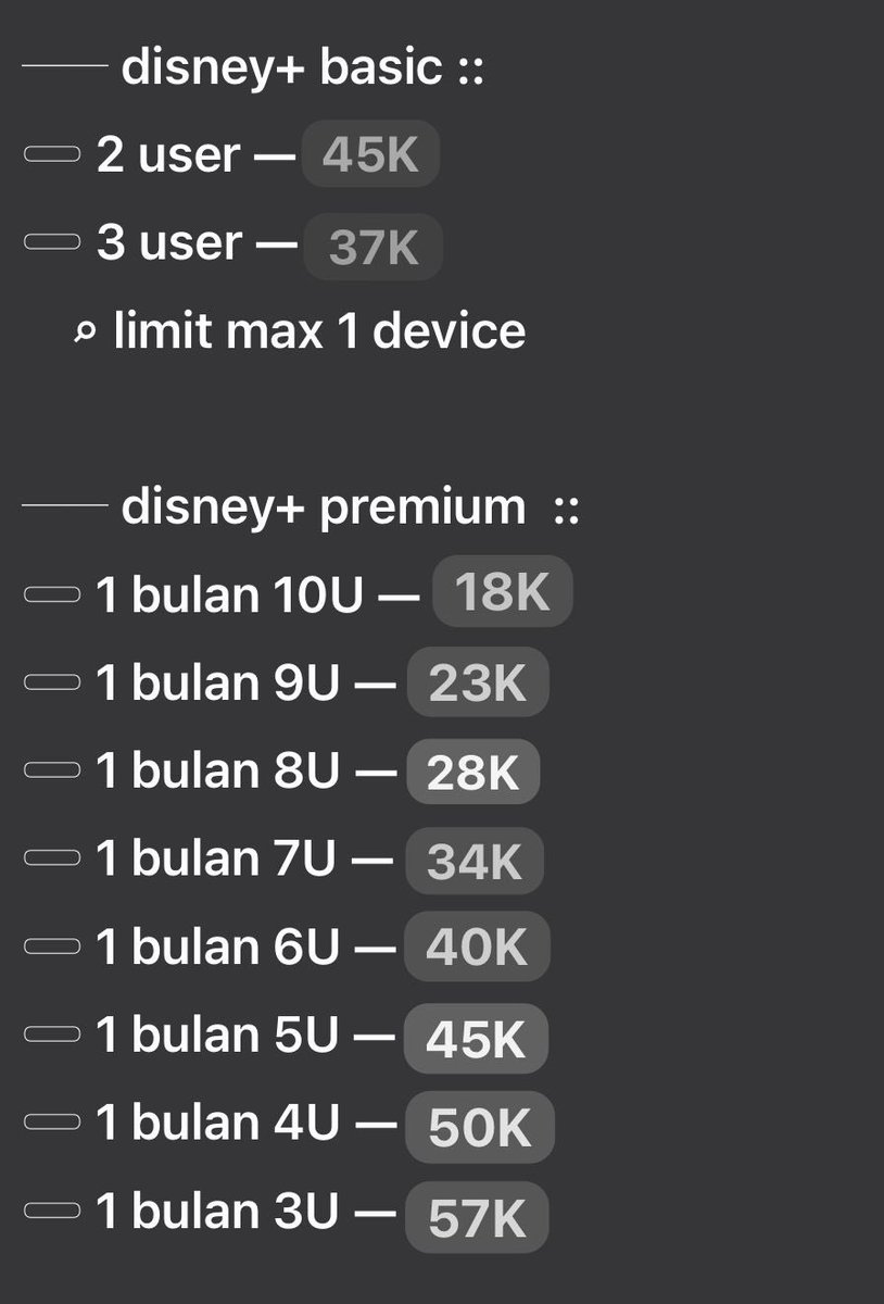 jaevousaime's tweet photo. haloo aku ready disney basic 2 user nii, yang lagi nyari disney murah boleh dm aku yaa #zonauang #zonajajanᅠᅠᅠ https://t.co/Y0puTWx2qA