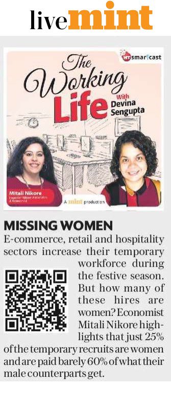 mitalinikore's tweet photo. In the latest episode of #TheWorkingLife, @DevinaSengupta & I discuss #women in the #platformeconomy @livemint @HTSmartcast
Our research shows #women form ~25% of seasonal workers, & earn ~60% of male wages! #genderpaygap https://t.co/ZRkDYk1HTJ