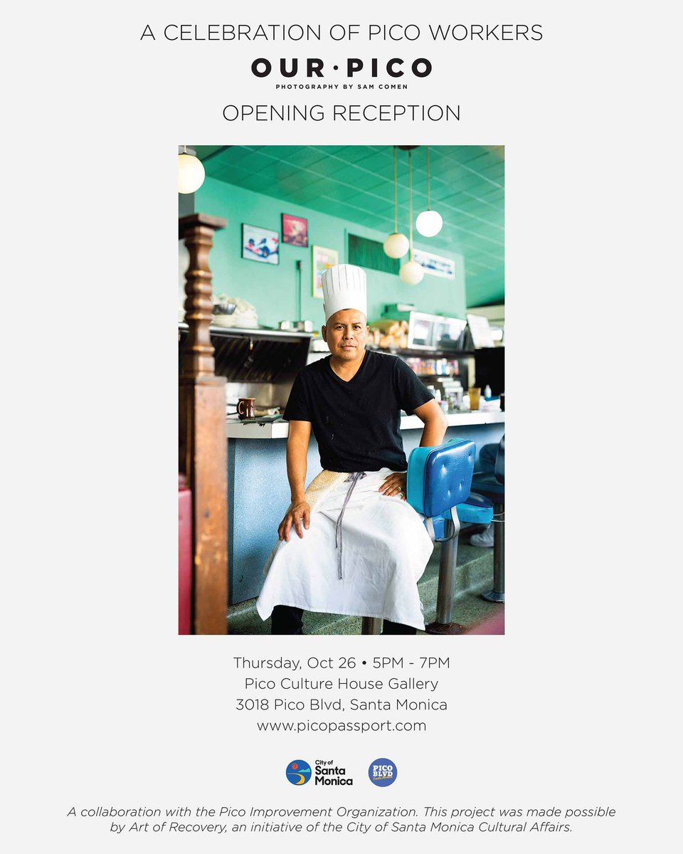 Save the date! Join us on Thu, Oct 26 at 5-7pm for the opening reception of Our Pico, worker portraits by photographer Sam Comen, at the Picture Culture House, 3018 Pico Blvd, Santa Monica. More info and online gallery: ourpico.com <a href="/samcomen/">Sam Comen</a>