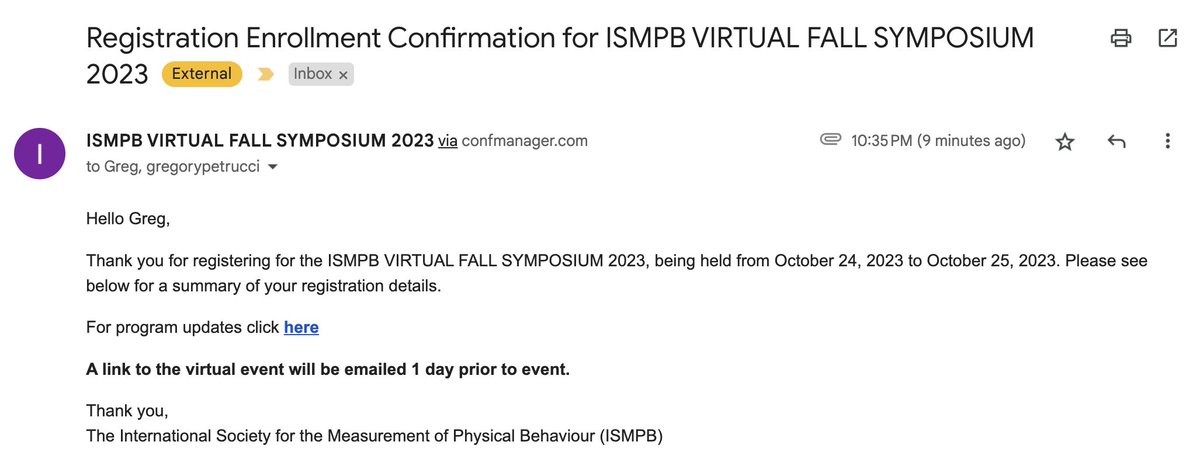 ✅ looking forward to learning from the brightest minds from across the globe on the latest research related to the measurement of physical behaviours. 

(I'm especially thankful this symposium will be at a decent hour in Amherst, MA). 🙌