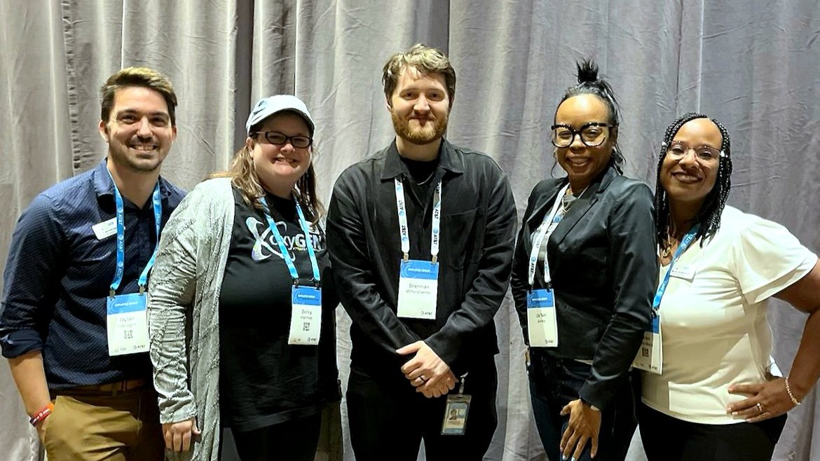 betsyharmse's tweet photo. Best Media Productions Team ever. @oxyGENerg had a great time partnering with @Twitrstaetter and Ja'Net to bring our #ATTEGC23 workshop on #AIdecoded to life. #ArtificialInteligence @LifeAtATT #LifeAtATT #oxyGENerg #ATTEGC23 https://t.co/r87vDwTg8o