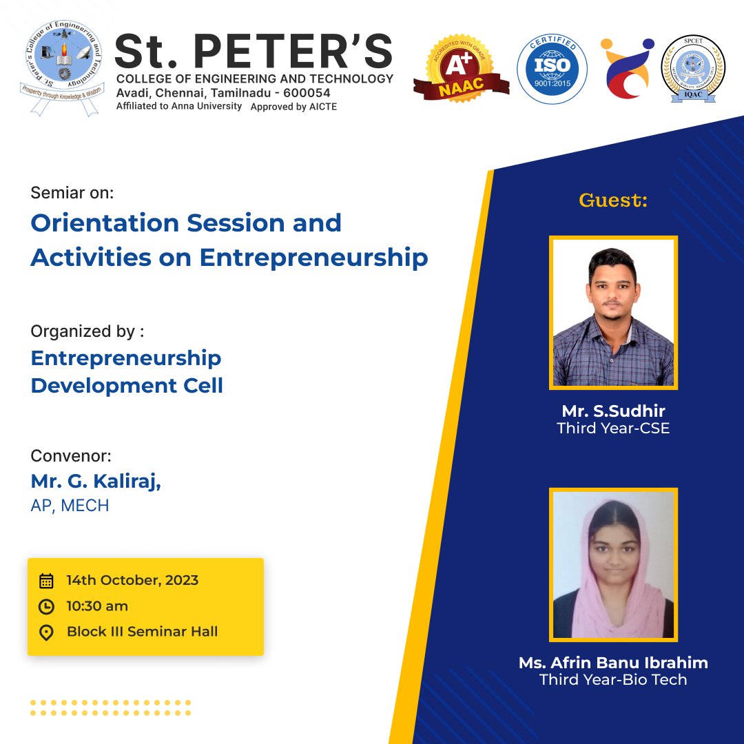 spcetchennai's tweet photo. #edc #entrepreneur #seminor #ourstudents #proud #entrepreneurs #bestcollege #BestEngineeringCollege #spcet #stpeters #engineering #tech4lyf https://t.co/bvEHniWu92