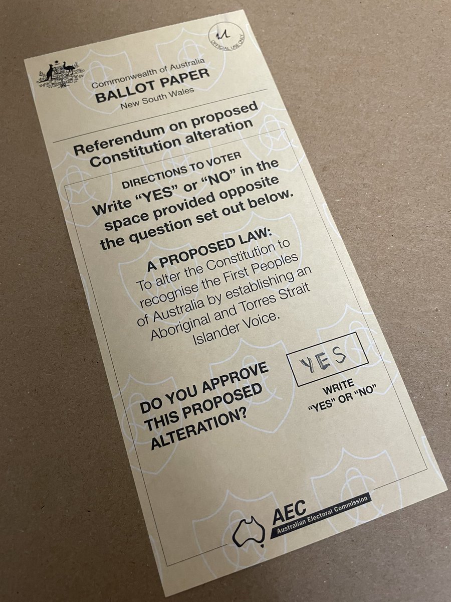 Voted “YES” today to recognise 65,000 years of indigenous connection to this land, establishing a practical path to better outcomes for First Nations people and a brighter future for all of us 🤗