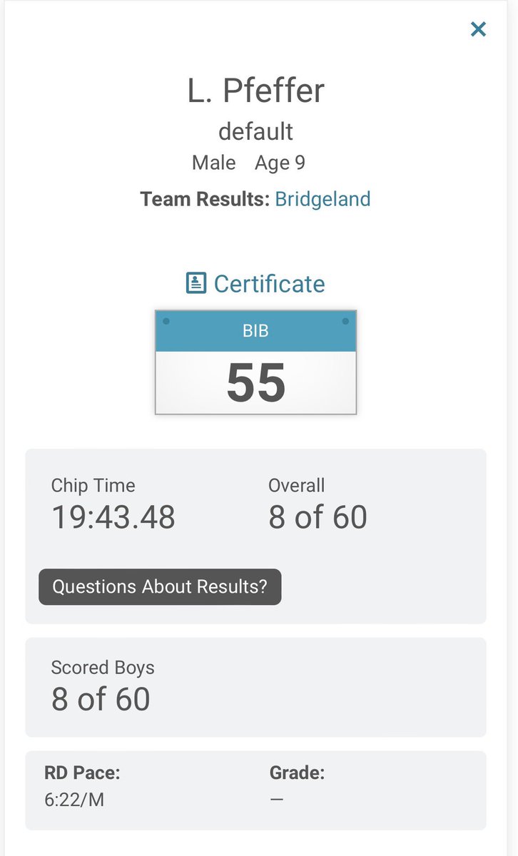 Proud of my freshman <a href="/bridgelandtfxc/">Bridgeland TFXC</a> runner at the district 5k meet this morning.