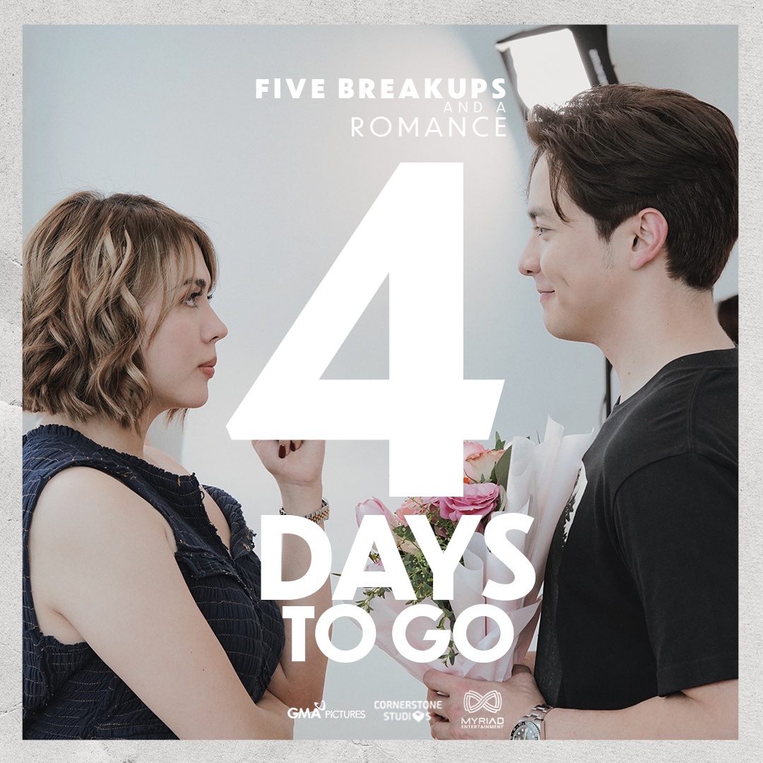 Four steps ng pagmamahal: 
Magmahal. Masaktan. Magmahal. Paulit-ulit. 

Apat na araw na lang makikita na natin ang kwento ni Lance at Justine! 

Five Breakups and a Romance
October 18, 2023 | Only in Cinemas 

#FiveBreakupsAndARomance
