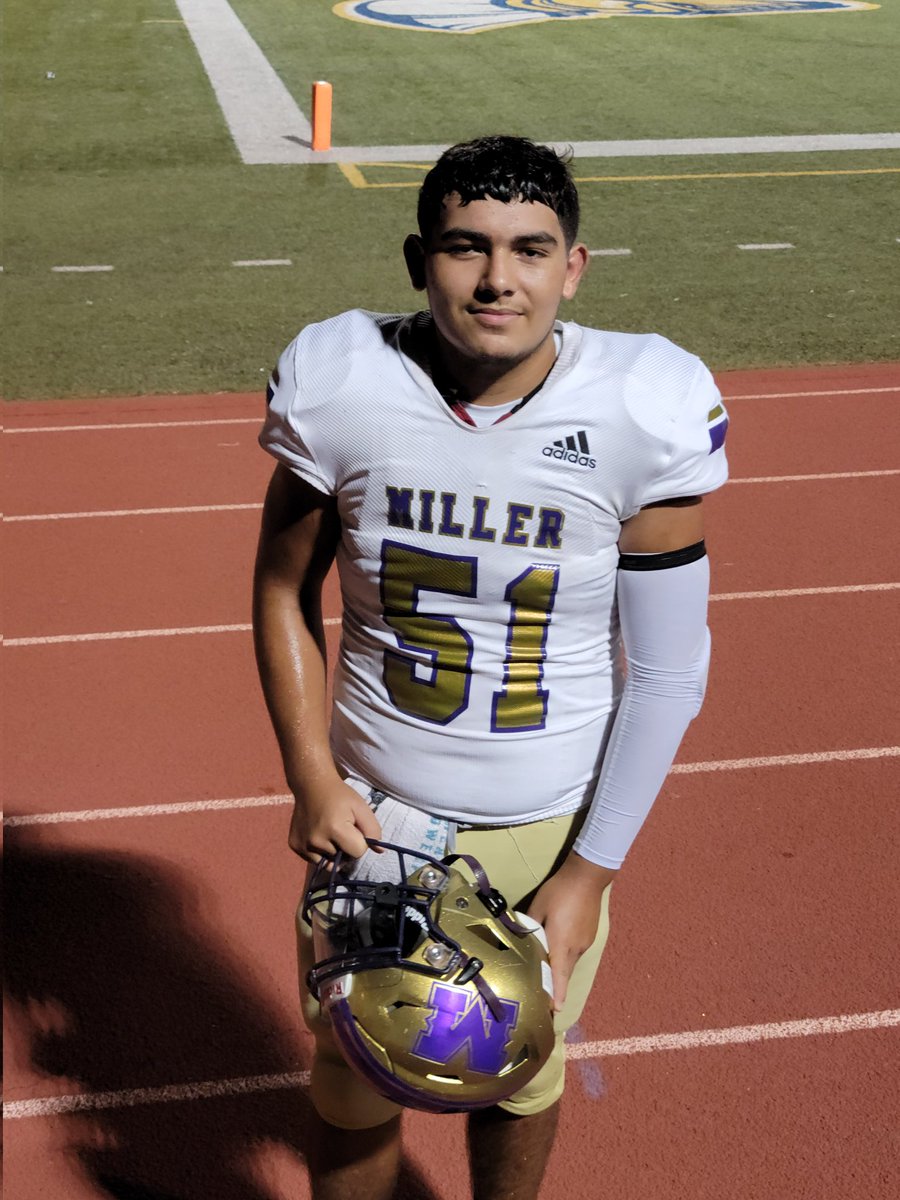 So proud of my oldest, the only freshman that tonight suited out to play under the Friday night lights for the #1 ranked Miller Bucs! Impressive win. Great effort on both sides.