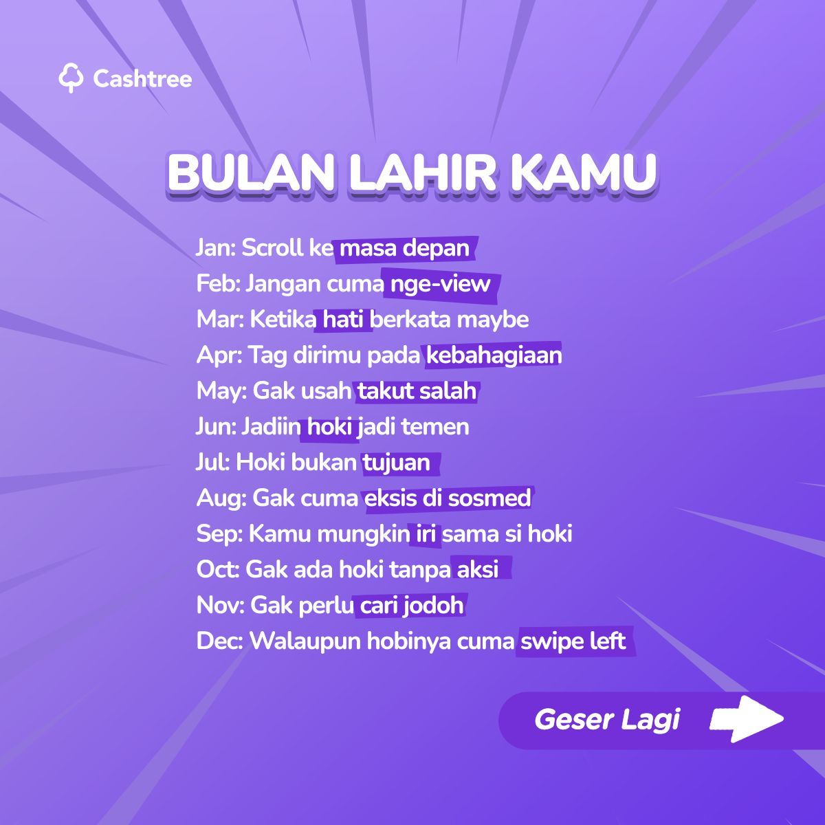 Cashtree_id's tweet photo. [SEBERAPA HOKI KAMU TODAY~]

Kalo versi aku hasilnya 'Gak cuma eksis di sosmed', tapi juga eksis di real life. 😎🔥 Iyalah!! #NoMoreDelulu #ZodiacTime #CashtreeApp #Zodiak https://t.co/JRB2GIjtEL