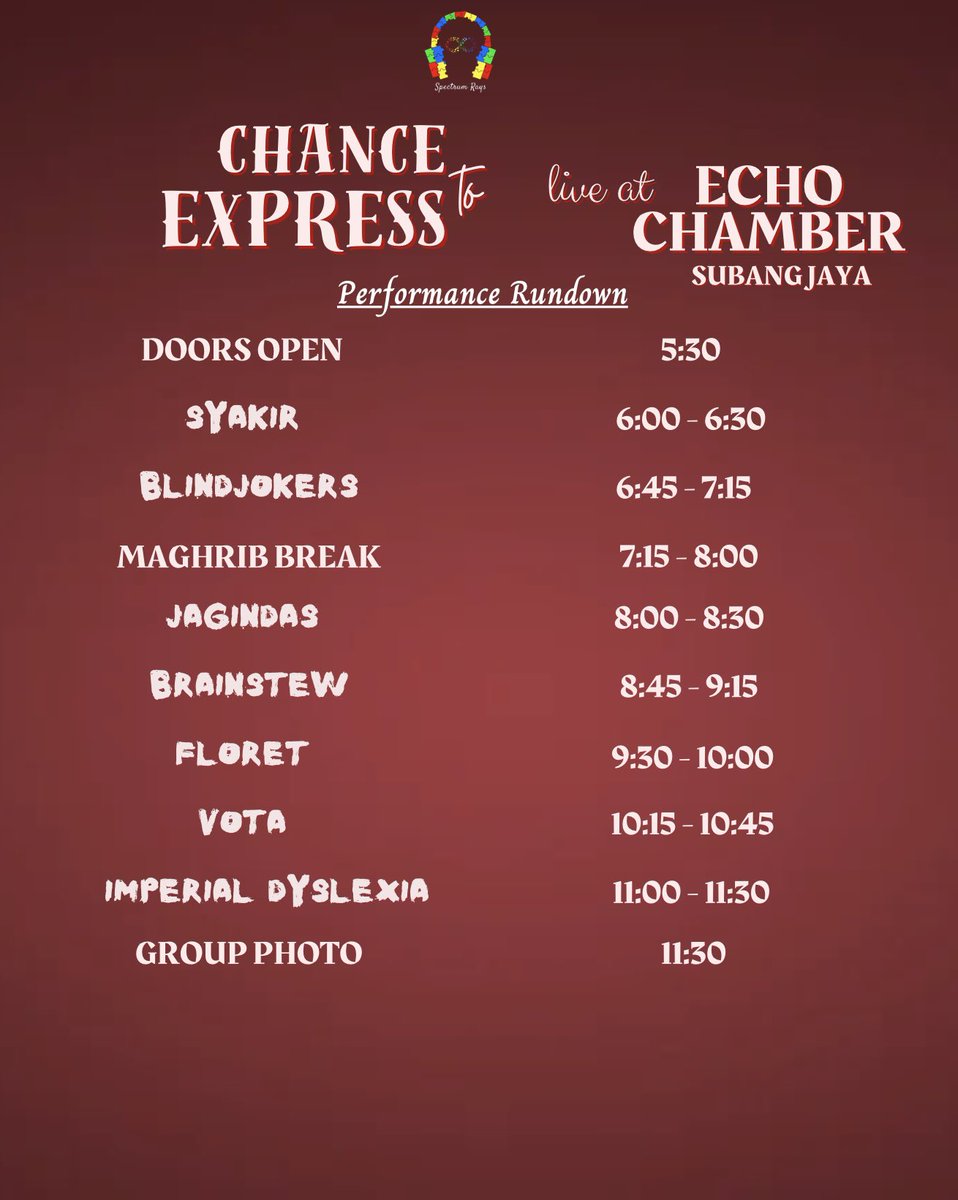 Happening today! Chance To Express live at Echo Chamber, Subang Jaya Blindjokers @Jagindasmy @syakirmusic @brainstewrasmi @Imperial_Dys Floret @votaofficial_ @musicamania69 @writersdailymy @MalayaRoll @kelipanstore @CoolioMag @dissectingtheeu @postagig @azsamad