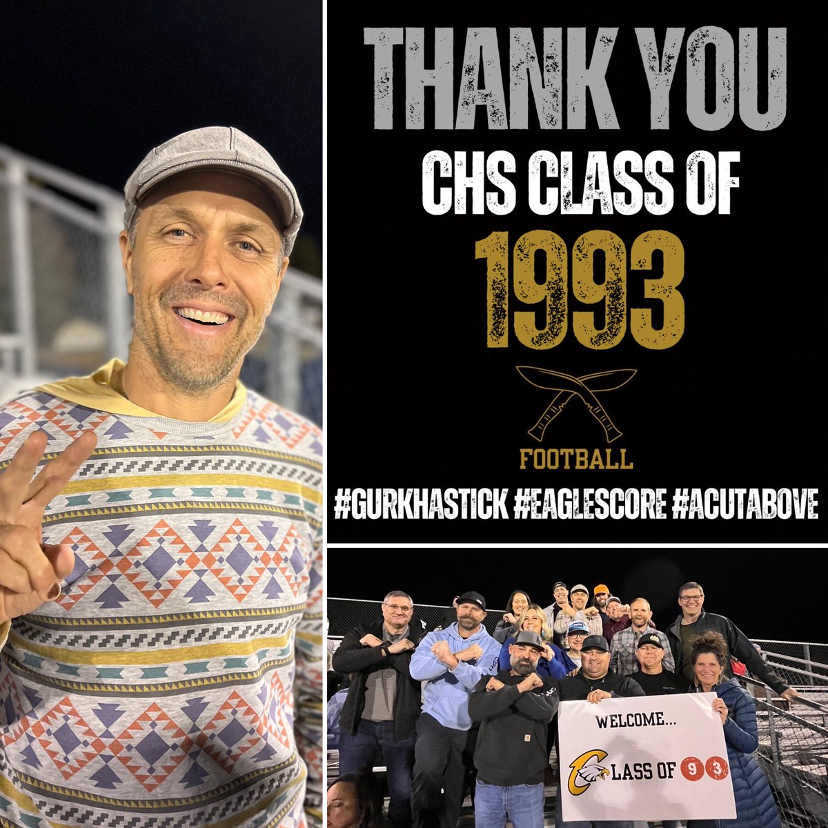 GurkhaStick's tweet photo. Thank you @snakestakes and Capital High Class of 1993 for supporting Capital Football tonight! Have a great 30 year reunion! 🏈3️⃣0️⃣ #gurkhastick #eaglescore #acutabove https://t.co/9AgxmK42Ud