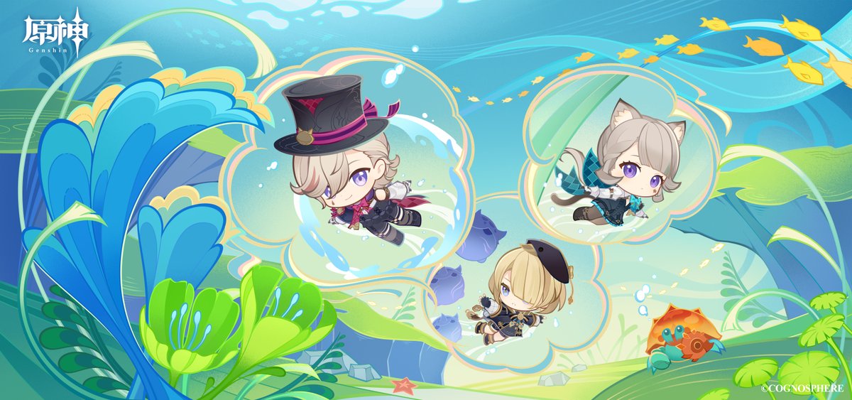 animal ears hat purple eyes chibi hair over one eye blonde hair fish  illustration images