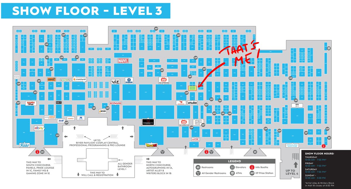 SATURDAY at NYCC If you’re looking for me, let me make it easy. 11:00 a.m.- 1:00 p.m., I'll be signing in Artist Alley L1-L7. 4:00-600 p.m., I'll be at my booth #3043 on the show floor. We may not be the biggest booth at the con, but we’re the friendliest 😀