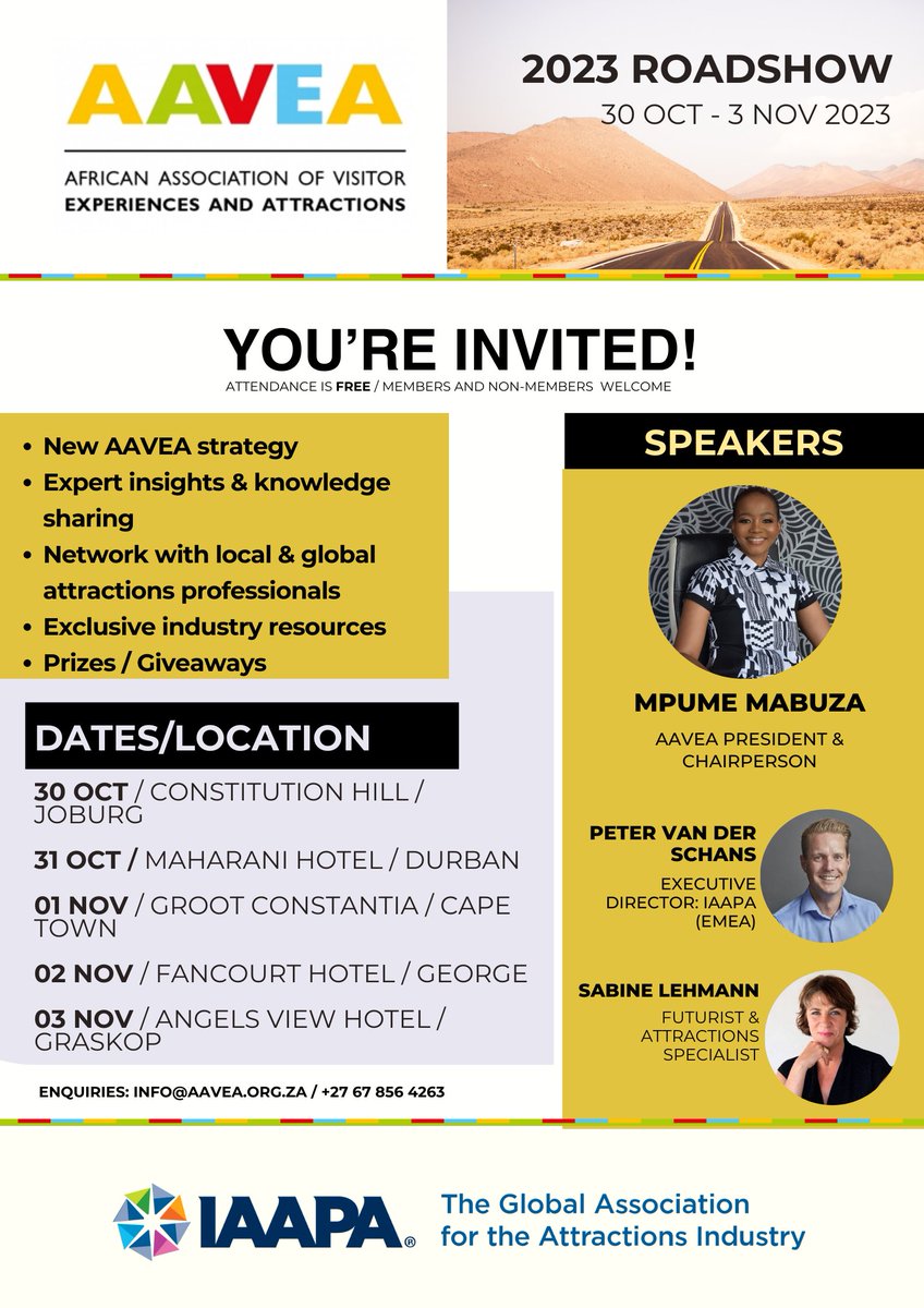 Inviting all visitor attractions professionals: we're excited to announce our upcoming national roadshow and we look forward to reconnecting with you! Programme coming soon. Register here: bit.ly/3Ff81uX #AAVEARoadShow2023 #AttractionsIndustry