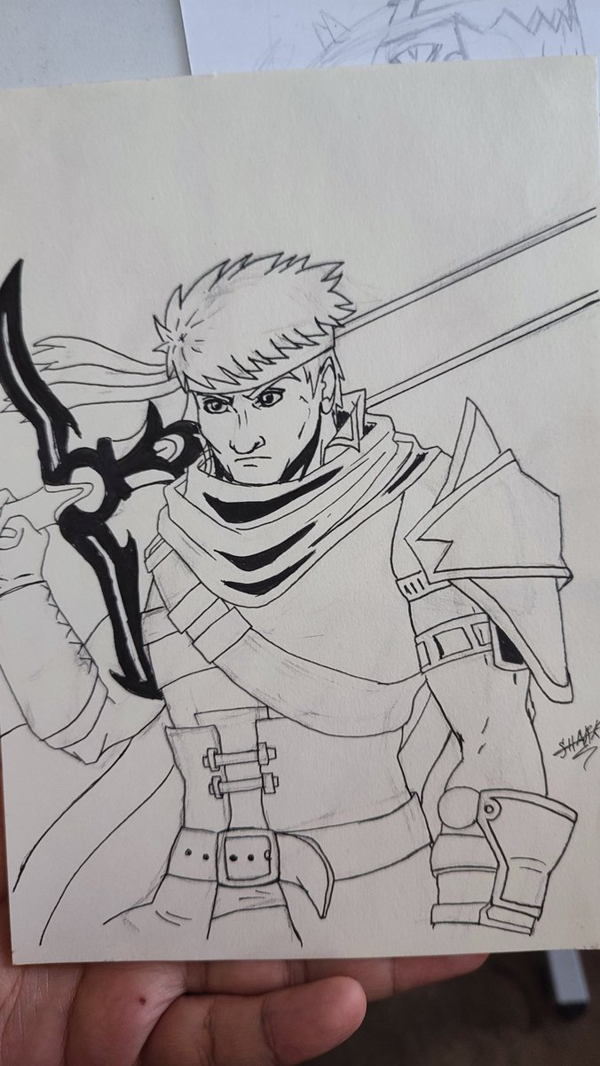 Angel_shark_v's tweet photo. La #ilustración hou #ike del juego
#fireemblem o al menos #midiseño
#inktoberdia12 #inktorber #inktober2023 #blackink #fabercastell
#pentelbrushpen #mysteadtler #animefanart #fanart #animestyleart #supersmashbrosultimate #supersmashbros #nintendoswitch #nintendo https://t.co/V1SDrCZTnZ