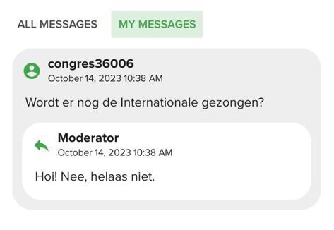agv1998's tweet photo. “Nee, helaas niet.” #GroenLinksPvdACongres https://t.co/rSjfL93c6M