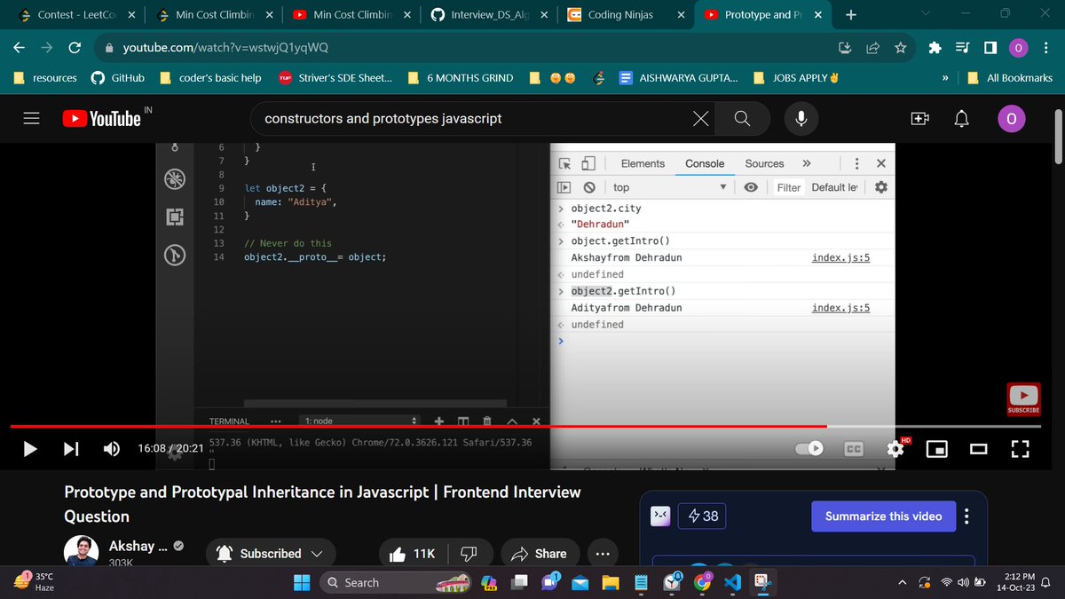 Aishwarya_1007's tweet image. So today I learnt &quot;Prototype and Prototypal Inheritance in JavaScript 🔥&quot; 
From
@akshaymarch7
Thank you so much Akshay Sir 😇
[it was  quite  tricky but when I watched your video twice everything was so clear❤️]
#NamasteJavascript