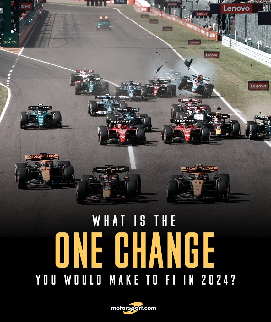 Motorsport's tweet photo. If you could change one thing about #F1 for 2024 what would it be? 🧐 https://t.co/grqk6LS5jn