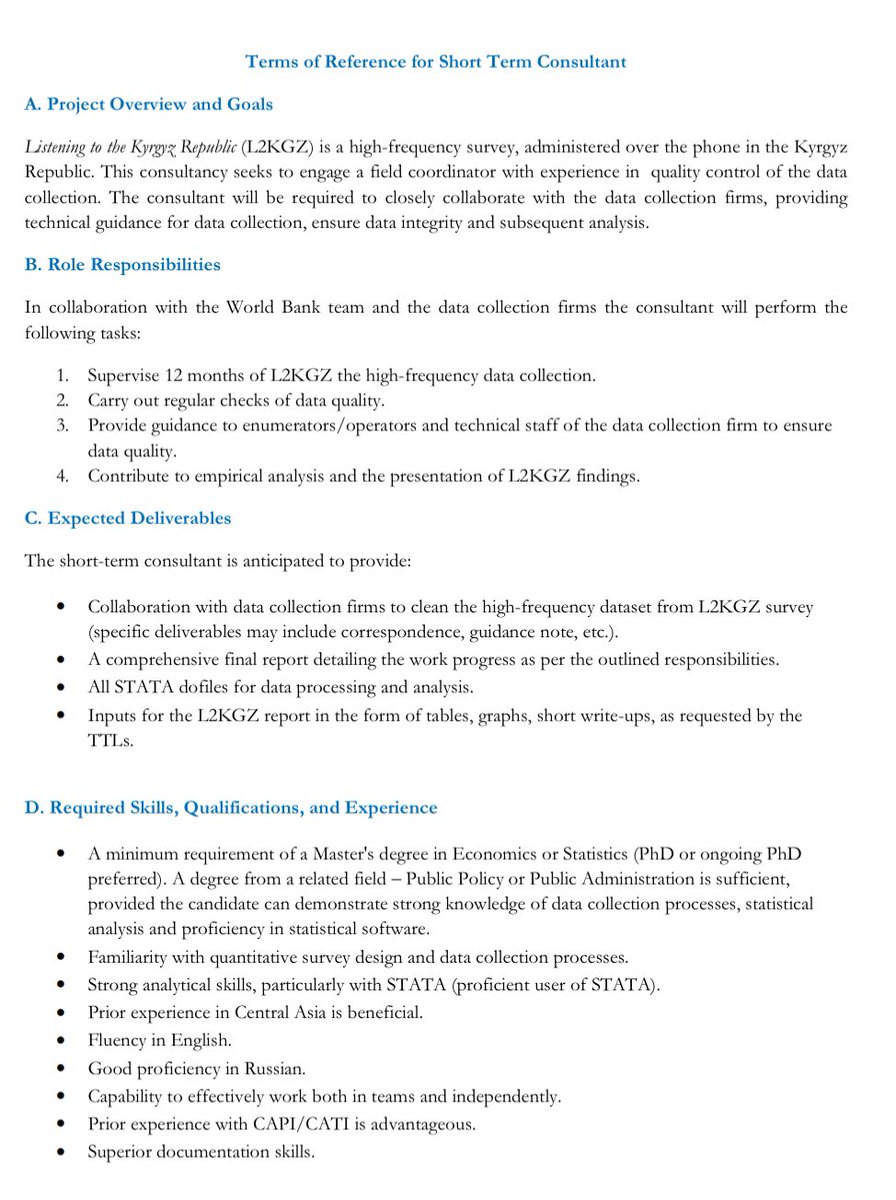 LiK_Study's tweet photo. Our partner the @WorldBank in #Kyrgyzstan is looking for a field coordinator to support phone data collection in Kyrgyzstan. Masters degree and regional expertise desirable. 
Deadline approaching fast!
Please RT. 
@ucentralasia @MyAUCA @OSCE_Academy @un_kyrgyzstan @ISDCBerlin https://t.co/hxL248TN5z