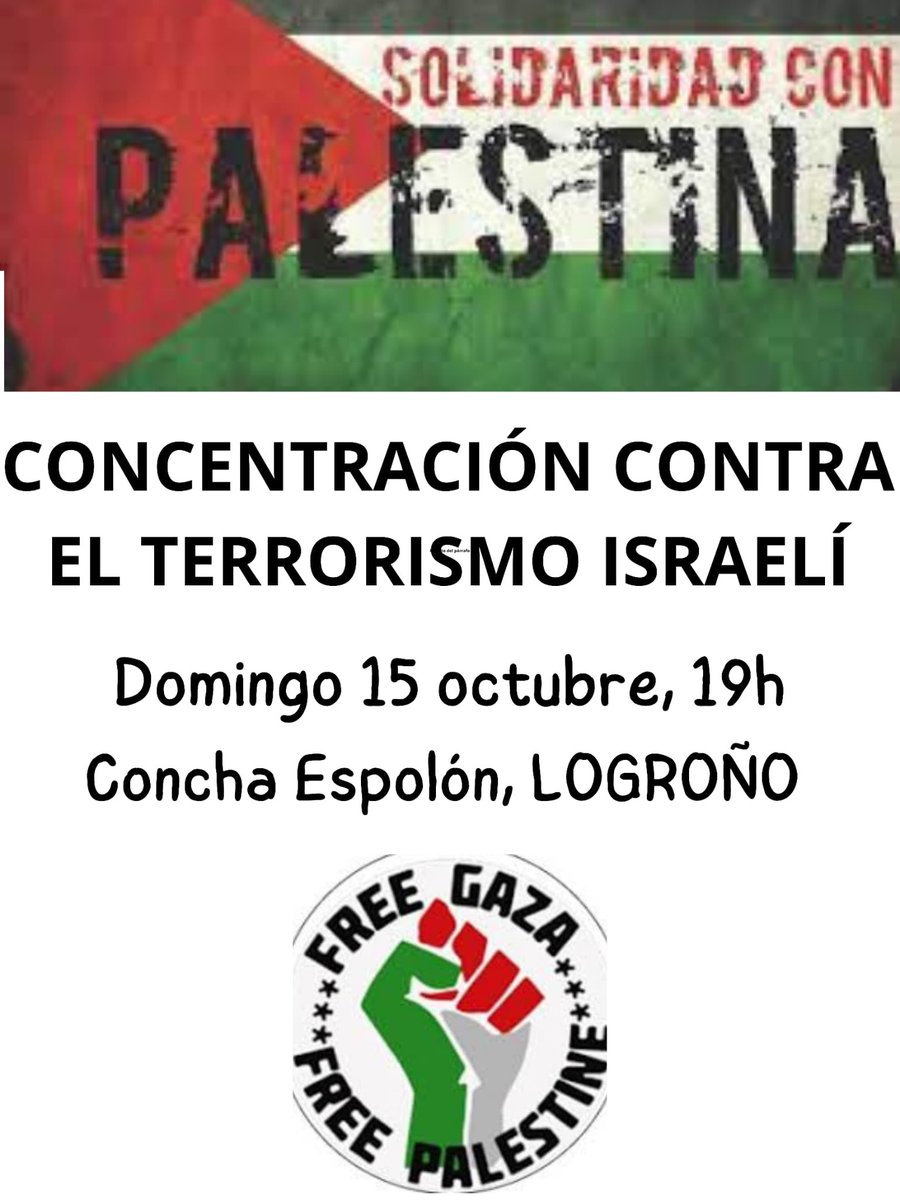 Mañana en Logroño:
#solidaridadconpalestina
#PalestinaLibre 
#Palestina
