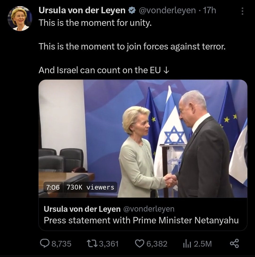 ClareDalyIRL's tweet photo. Too little too late from @JosepBorrellF, but correct & necessary. When EU should be going all out to stop Israel atrocities, it's firefighting @vonderleyen's extremism instead. Photo-opping her way through a genocide. She does not speak for us. Blood on her hands. She has to go. https://t.co/39s2X2AtOM