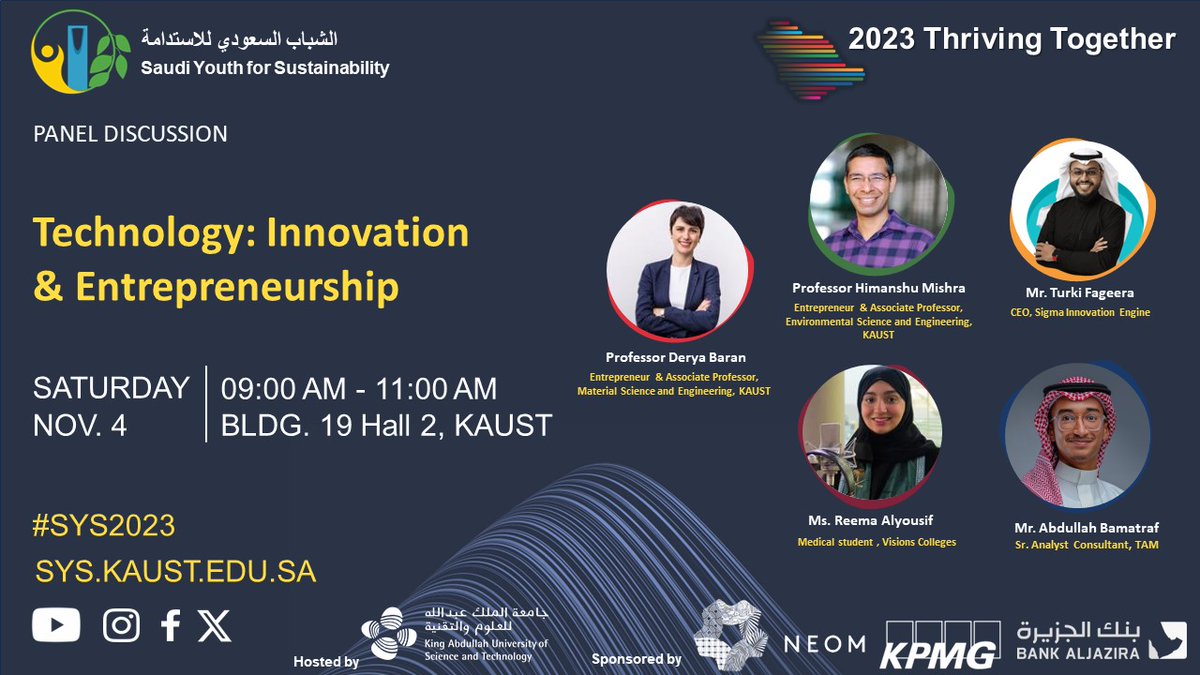 KSAYouth4S's tweet photo. The 2023 Thriving Together conference is set to welcome exceptional speakers from diverse fields of sustainability   
- Social Cohesion &amp; Well-being 
- Technology &amp; Entrepreneurship 
- Environmental Economics &amp; Policy 
- Saudi Natural Wonders  #SYS2023
https://t.co/IYZc5Cdh7Q https://t.co/XIvnIxwRLL