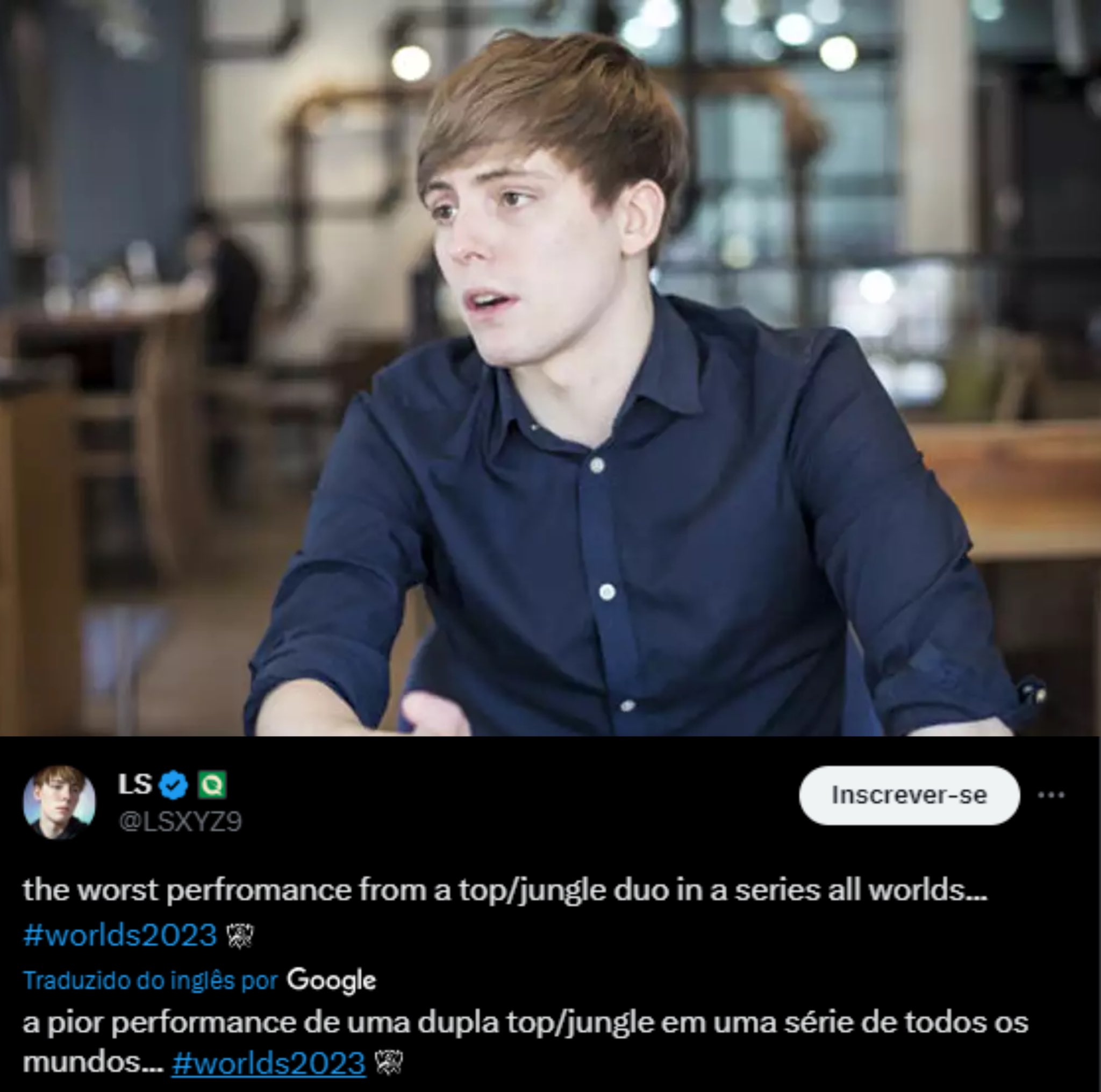 Mais Esports on X: “A pior performance de um duo Top/Jungle de todos os  Worlds” O streamer @LSXYZ9 comentou um pouco sobre a performance da LOUD  contra a GAM.  / X