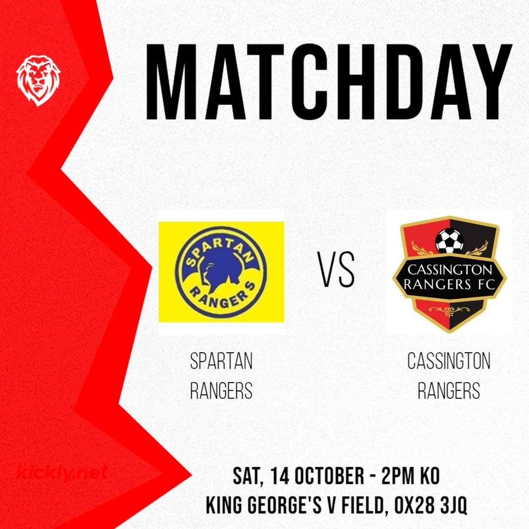 CassingtonRFC's tweet photo. ⚽️MATCHDAY ⚽️

📅 14th October 2023
🕑 14:00
🆚 Spartan Rangers
🏆 @wdfafootball Division One
🏟️ King George's V Field, OX28 3JQ https://t.co/8cQTvQcoWN