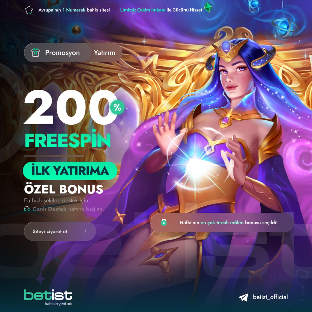 200 FreeSpin İlk Yatırımınıza Özel Bonus🔮

Betist giriş ile bir gün değil her gün kazan !