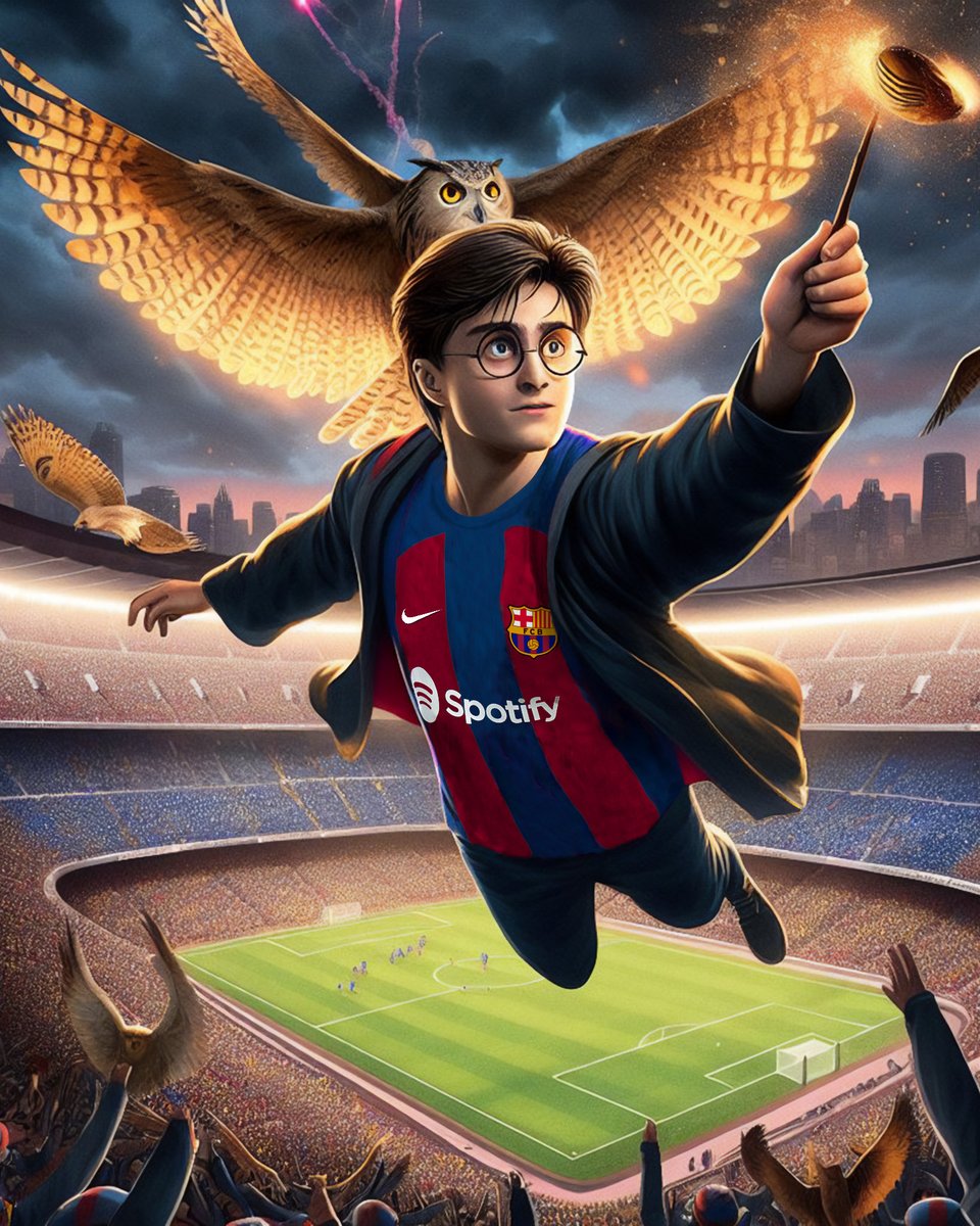 FCBarcelona's tweet photo. If AI says Harry Potter is a culer.... Harry Potter 𝐢𝐬 a culer ⚡️ https://t.co/NeYq2dJ53f