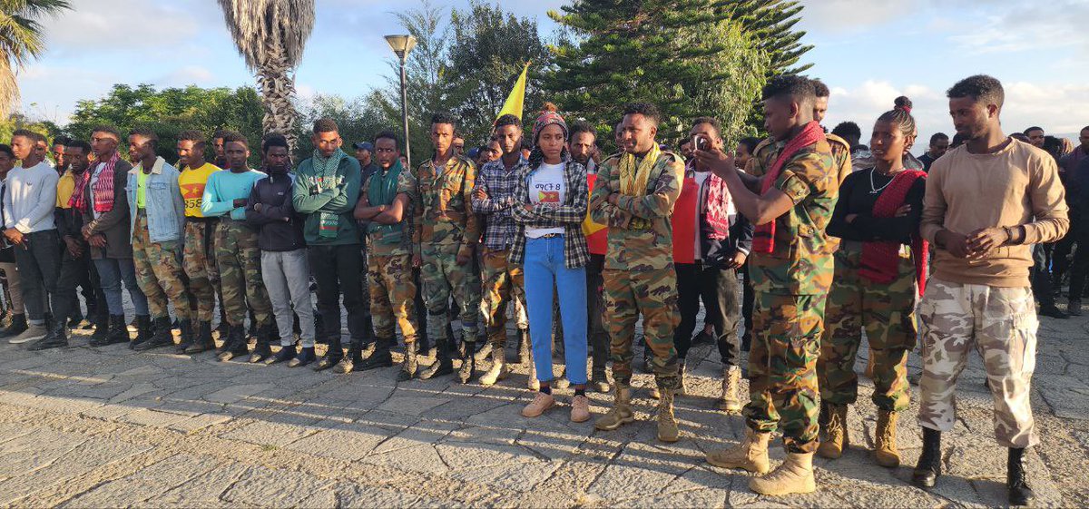 Tigrai_TV's tweet photo. #Tigray officials lead Moment of Silence in the memory of ‘Tigrayan Martyrs’ at Hawelti Semaetat Mekelle
——
Tigray held a moment of silence for its veterans who lost their lives fighting against Ethiopian forces, Eritrean forces and Amhara forces during the war on Tigrai.

Gov’t officials lead the Moment of Silence at Hawelti Semaetat, a monument of Tigrayan Martyrs, in the capital Mekelle.

Tigrayans in every corner of the world also held a moment of silence in the memory of the veterans at the same time.

Tigray started its three-day national mourning period today with official announcement of deaths to family members of the veterans.

Other activities including the candlelight vigil ceremony are to take place today.
