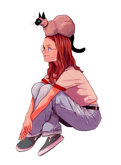 「cat on head sitting」 illustration images(Latest)