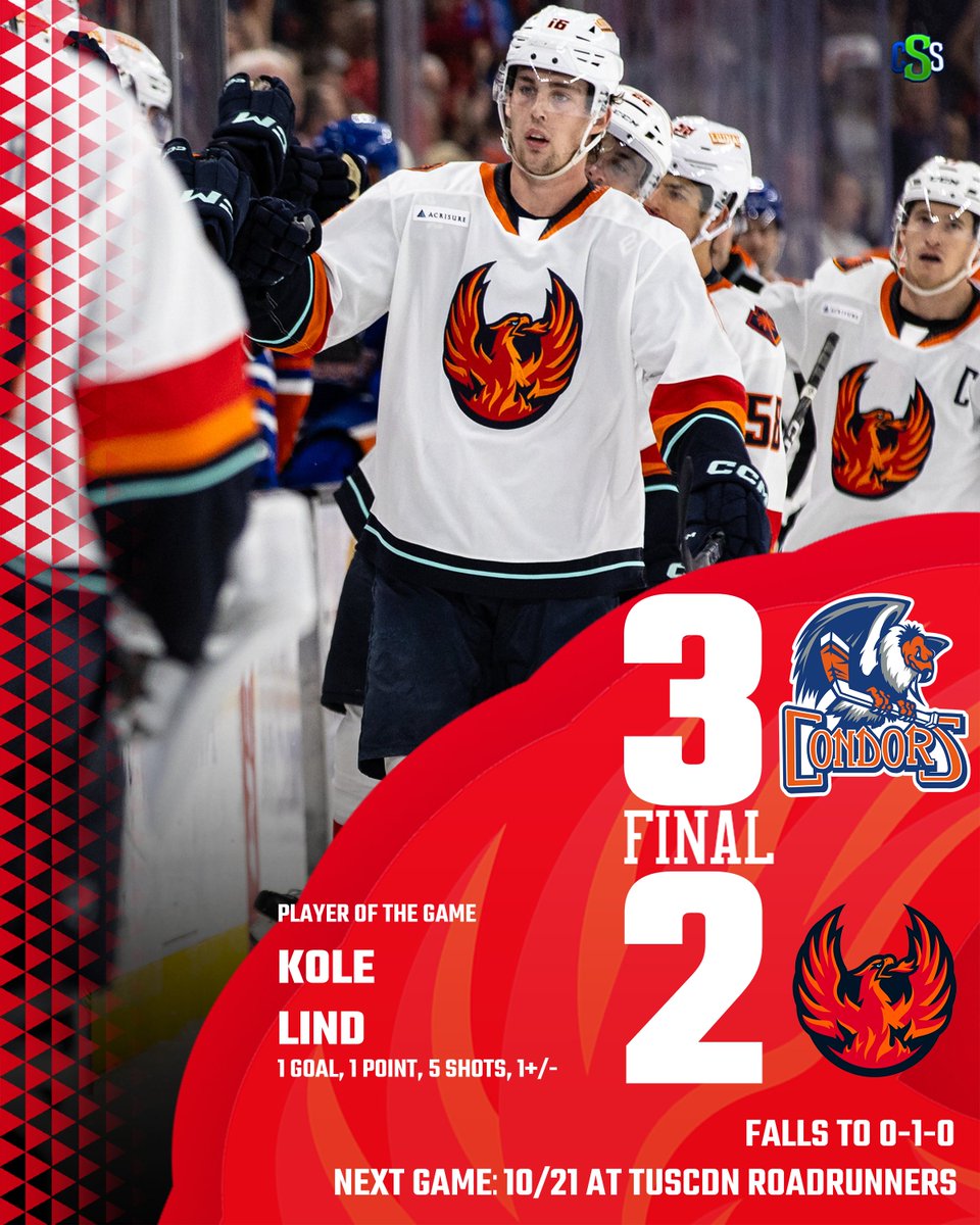 FINAL: Our @Firebirds drop the season opener, giving up a late goal to fall to the @Condors at home. 

Photo by Mike Zitek 

#LetsFly #CondorsTown #AHL