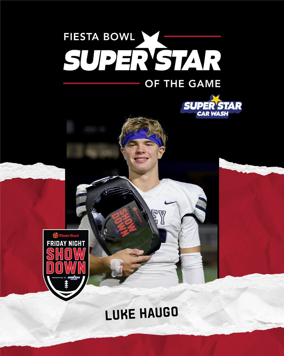 Could we interest you in 6⃣ touchdown passes? @Luke_Haugo completes 22-of-33 passes for 271 yards in an explosive @HIGLEYFOOTBALL offensive performance to lead the Knights to a 60-42 win and earn tonight's #FiestaBowl Super Star of the Game Belt!