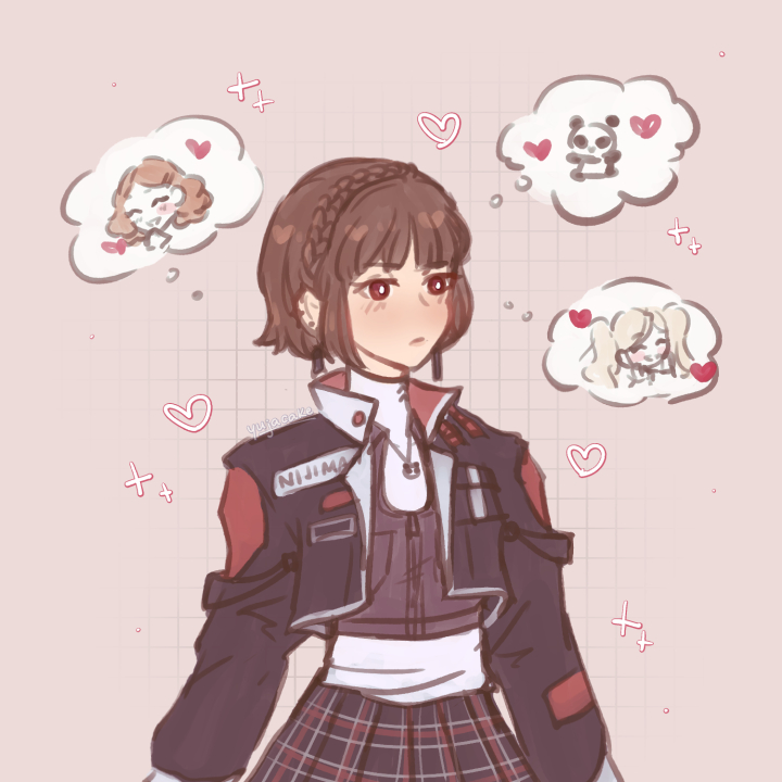 october art trades day 17!! p5 makoto for @omelettechampi !! all a girl needs are her sapphic girlcrushes and buchimaru right?
#makoharu #annmako #makoann