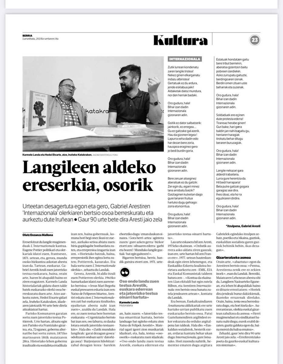 karmelolanda's tweet photo. Herri langileak mugitzen du mundua egunero. Emakume eta gizon, herri langileak bakarrik jar dezake gizateria bide egokian. Gora langileen Internazionala ! https://t.co/ohznIkZKnC