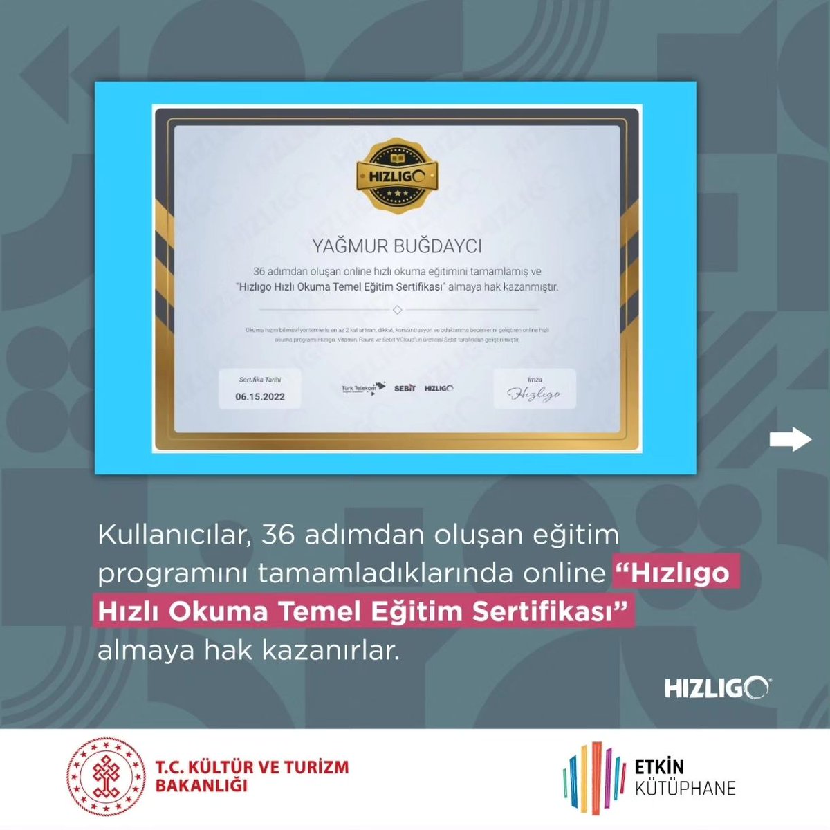 Okumanı jet hızına çıkar ve okuduğunu anla. Sınavlarda büyük başarı kazan. #HızlıGo ücretsiz olarak kütüphanemizde. Kaydını yaptır 36 adımı bitir sertifikanı al. 
Ayrıca hayatın boyunca tüm kitapları okuyamazsın. Ama HızlıGo ile daha çok okuyabilirsin. Kayıtlar kütüphanemizde.