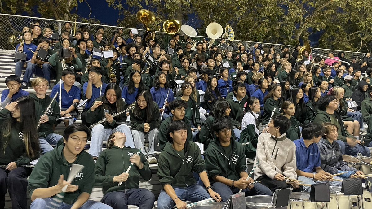gmiller9904's tweet photo. It was a good night for the Paly Vikings, Greene Jaguars, and the JLS Panthers bands!  Look at this mega band!  @PAUSD_VAPA puts the U in PAUSD!  We are UNIFIED in our pursuit of excellence. SKO VIKES! https://t.co/bIl4nhZmlj