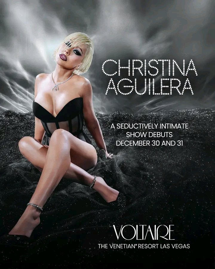 Christina Aguilera present the new residency in Las Vegas @voltairelv on December 30, 31! 💎 💋 

🎟: xtina.lnk.to/Voltaire
