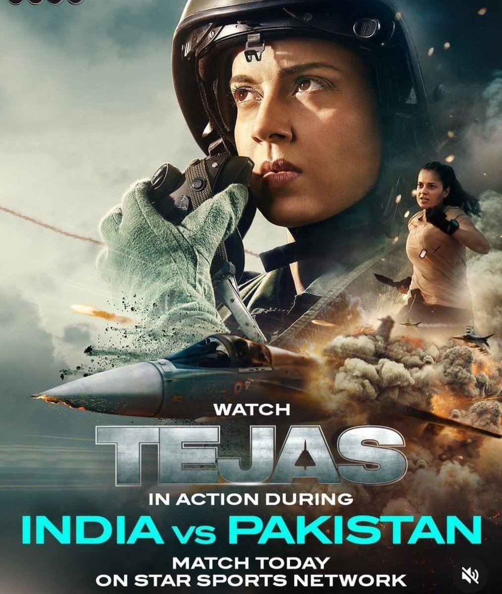 Today, only on #StarSports, join #Tejas in commemorating the love of our country.  🇮🇳🫡 🇮🇳🇮🇳

#IndiaVsPakistan #WorldCup2023 #WorldCupOnStar #MaukaMauka #INDvPAK #INDvsPAK #KanganaRanaut #Tejas #RSVPmovies #BharatKoChhedogeTohChhodengeNahihe