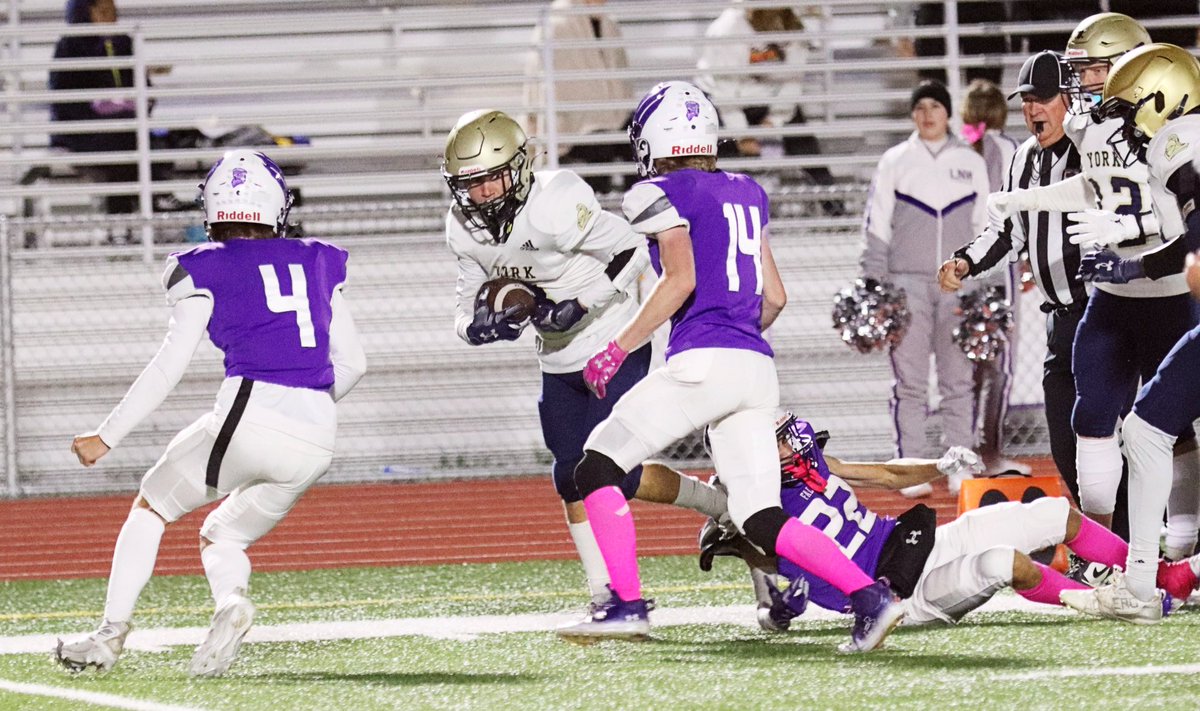 YNT_Christian's tweet photo. Some #'s from York's 58-2 win over LNW:
@dirks_emmitt 7-9, 84 yds, 2 TD
Joe Burgess 4 car, 86 yds, TD
Carter Stenger 9 car, 66 yds, 2 TD; 2 rec, 11 yds
Emmanuel Jensen 3 rec, 57 yds, 2 TD
Elijah Jensen 10 car, 39 yds, TD; FR
Franklin Musungay 2 car, 14 yds, TD; 50-yd KO return https://t.co/5JFpAGDuok