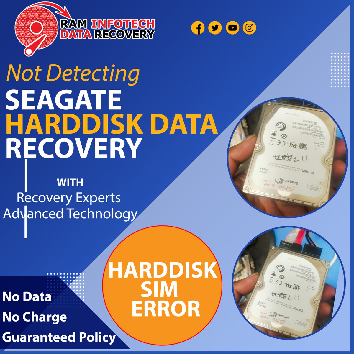 ramdatarecovery's tweet image. #seagate   HDD MAKING NOISE
If any weird noise, such as scrapping, popping, loud clicking or grinding coming out of your hard drive, it indicates that the hdd is going to fail. In such a case, you need to contact an experienced data recovery expert to recover your valuable data.