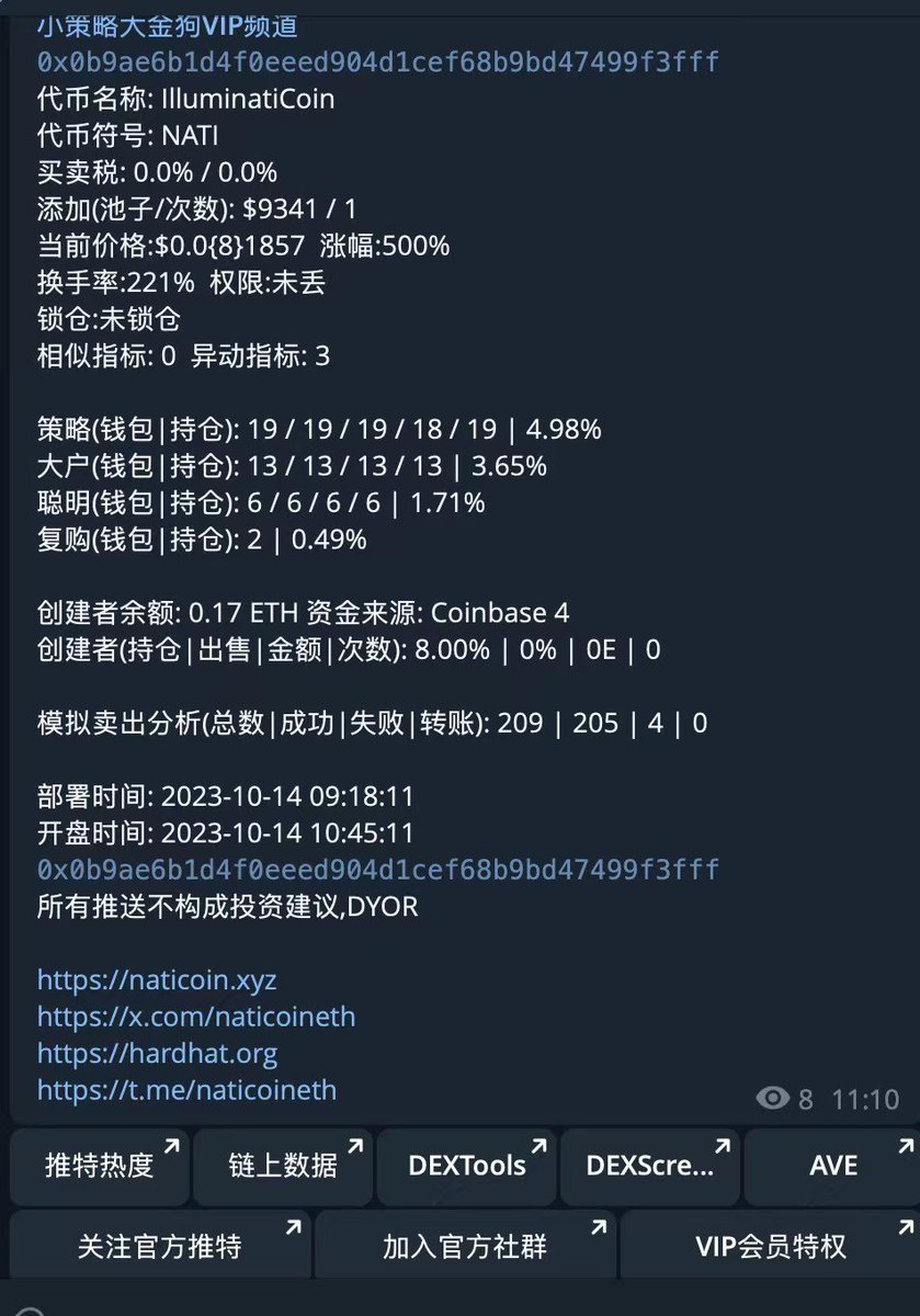 yilan928's tweet photo. 0x0b9ae6b1d4f0eeed904d1cef68b9bd47499f3fff
频道推送后最高30X ,欢迎大家加入小策略大金狗吃肉

https://t.co/qCBqFc20V7
@louisjiang0707 

#NATI $NATI #PEPE #ETH #金狗 #大金狗 #SHIB https://t.co/fMmr7XUYBD