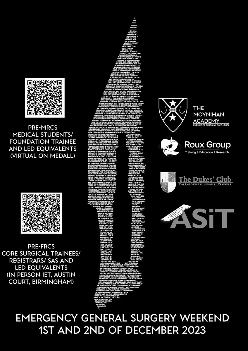 The Roux Group is proud to be working with <a href="/ASGBI_MA/">ASGBI Moynihan Academy</a>, <a href="/Dukes_Club/">The Dukes' Club</a>, and <a href="/ASiTofficial/">ASiT</a> to deliver the EGS Weekend on 1st and 2nd December 2023!

Link to register:
moynihanacademy.org.uk/emergency-gene…

⭐️ Discounted rates for Roux members