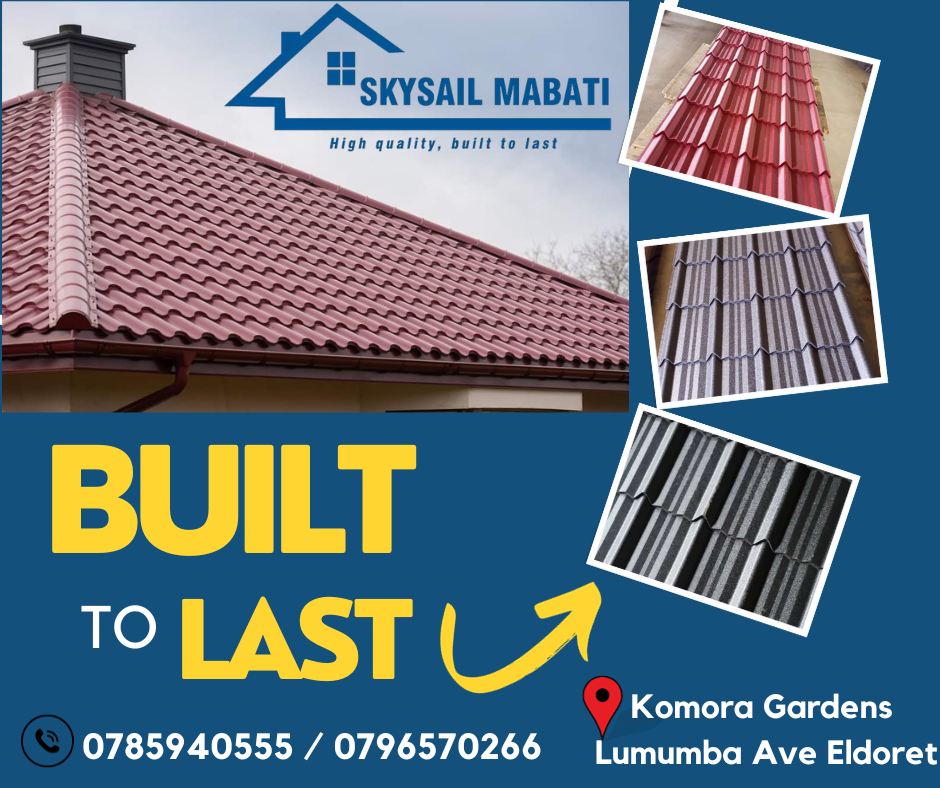Mabati #builtolast from  your #ultimateroofingpartner
Visit our factory today at Komora Gardens, Lumumba Ave,Eldoret to #ExperienceBetter
Or contact us on:0785940555/0796570266
#skysailmabati #skysailgroup #builtolast #highqualityroofingsolutions #sky868 #sky840 #Skywave