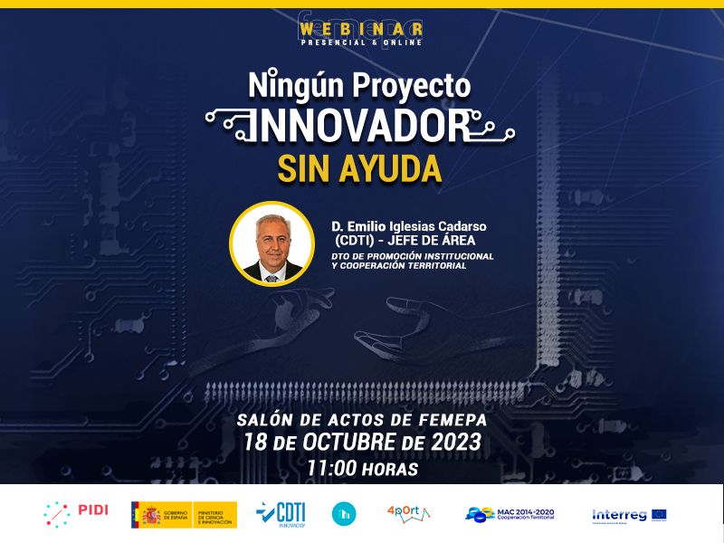 FEMEPA_LP's tweet photo. 🚀 Participa en nuestro evento el 18 oct y descubre cómo el CDTI puede impulsar tu proyecto de I+D+i. Emilio Iglesias responderá tus preguntas y podrás agendar reuniones B2B para profundizar en tus ideas. ¡No te lo pierdas! 💥
✍️  >> https://t.co/gwbsDiUbww
#FemepaInnovación https://t.co/zGOLO3K9QP