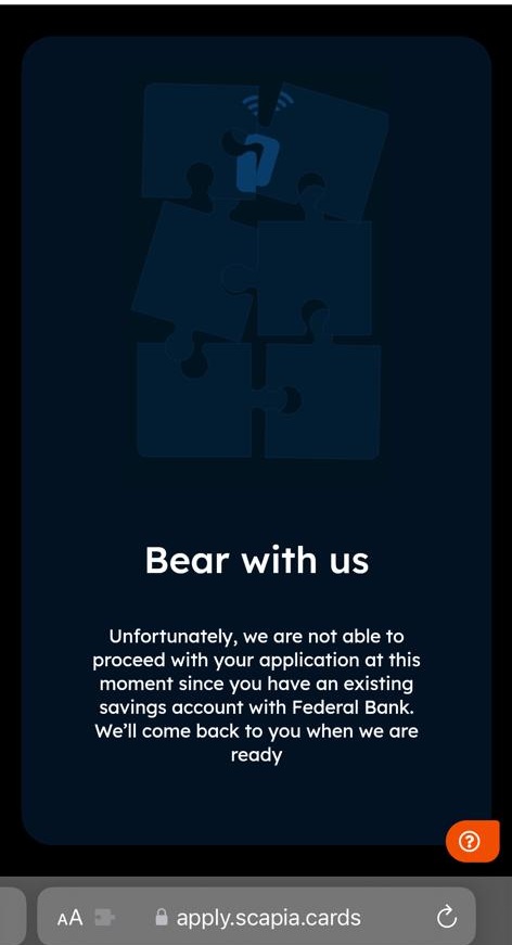 anuajay4u's tweet photo. @scapiasupport @getscapia can you please explain what's the logic behind this? Since I'm having a FI account, am i not eligible for the card? This is ridiculous! Kindly act up on this! @RBI https://t.co/XZQfzbQlkM